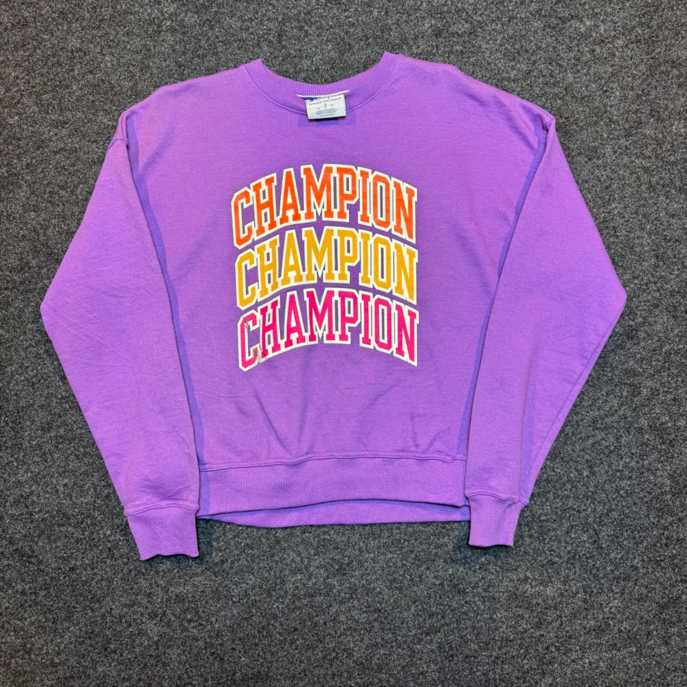 Champion Purple Graphic Crewneck Sweatshirt Small Collegiate Logo Pullover